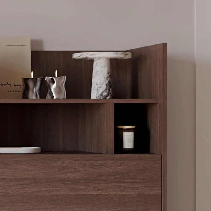 MEBLINI Wohnzimmerschrank BC-27 für Schrankbett - Dunin Eiche - 92x158x46cm - Hochschrank mit Regalen, Fächern und Schubladen – Bild 6