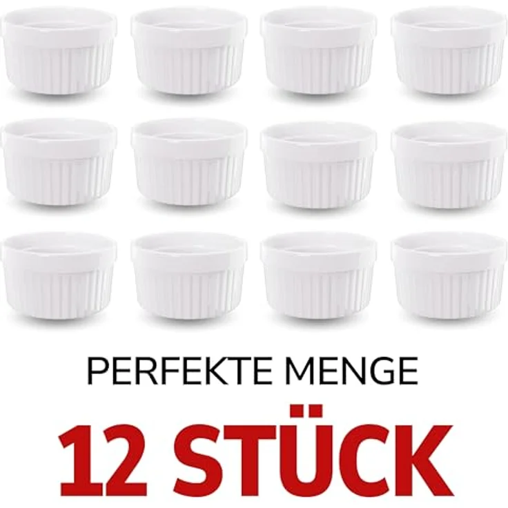 ToCi Auflaufform Creme Brulee Schälchen Sets 9 cm Förmchen aus Keramik 185 ml Weiß, (12-St) – Bild 8