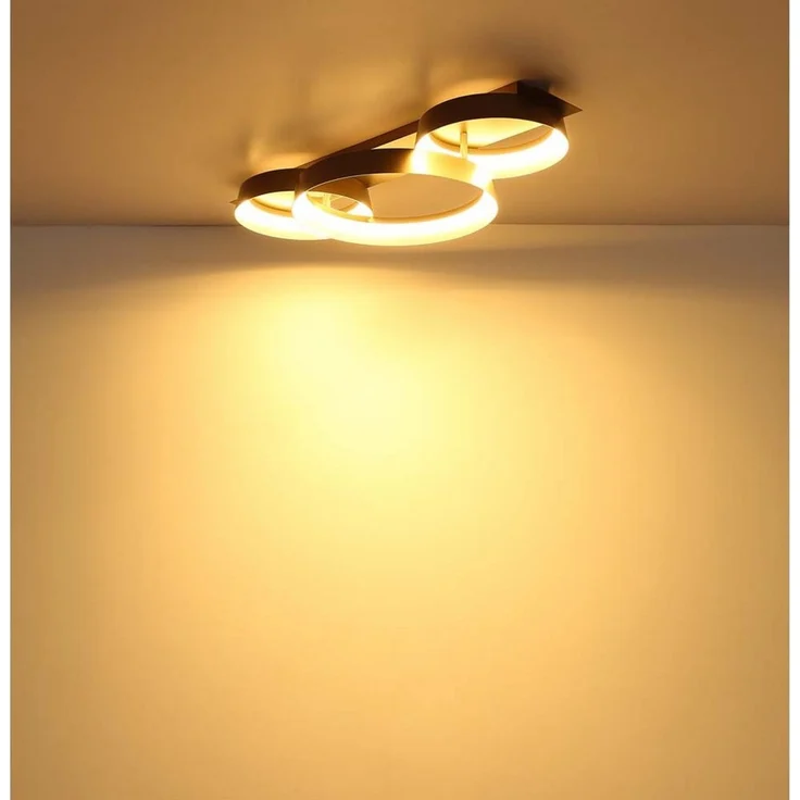 GLOBO LIGHTING LED Deckenleuchte, LED-Leuchtmittel fest verbaut, Warmweiß, Deckenleuchte LED opal matt Metall kaffeefarben Deckenlampe B 70 cm – Bild 2