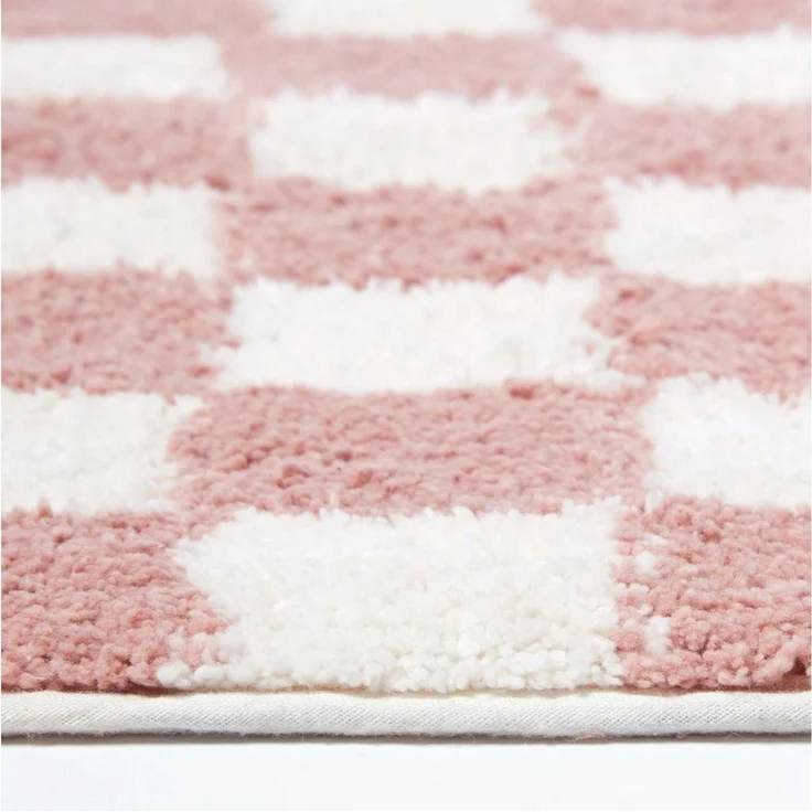 Homescapes Badematte Rutschfeste Badematte rosa-weiß mit Schachbrett-Muster, 50x80 cm, Höhe 20 mm, 50x80 cm – Bild 2