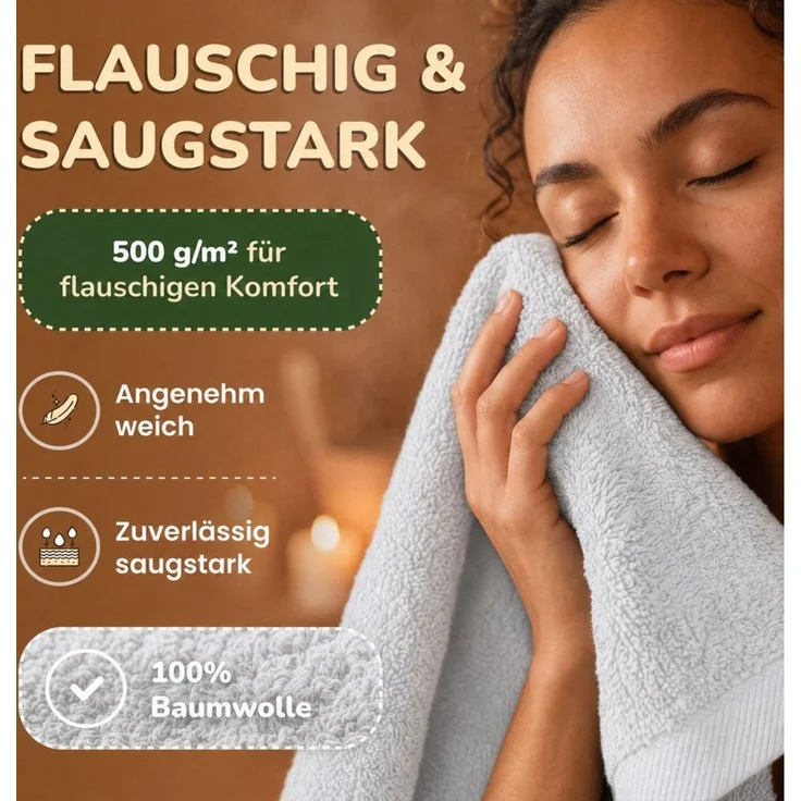 leevitex® Saunatuch, 80x200 cm, 100% Baumwolle, saugstark und fusselfrei, Frottee (Set, 2-St), OEKO-TEX® STANDARD 100 zertifiziert, gestreifte Bordüre – Bild 4