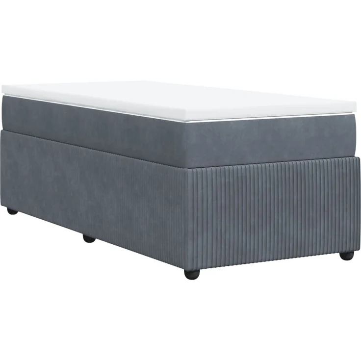 vidaXL Boxspringbett mit Matratze Dunkelgrau 100x200 cm Samt 3285621 – Bild 9