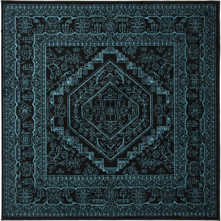 Safavieh Adirondack Collection Transitional 6' Square Schwarz/Blaugrün