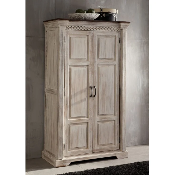 Schrank Mango / Akazie 100x50x180 weiß gewachst CASTLE-ANTIK #239 – Bild 6