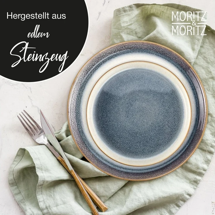 Moritz & Moritz Kombiservice TARENTO 48tlg Geschirr Set (48-tlg), 12 Personen, Steinzeug, Steinzeug Tafelservice – Bild 3