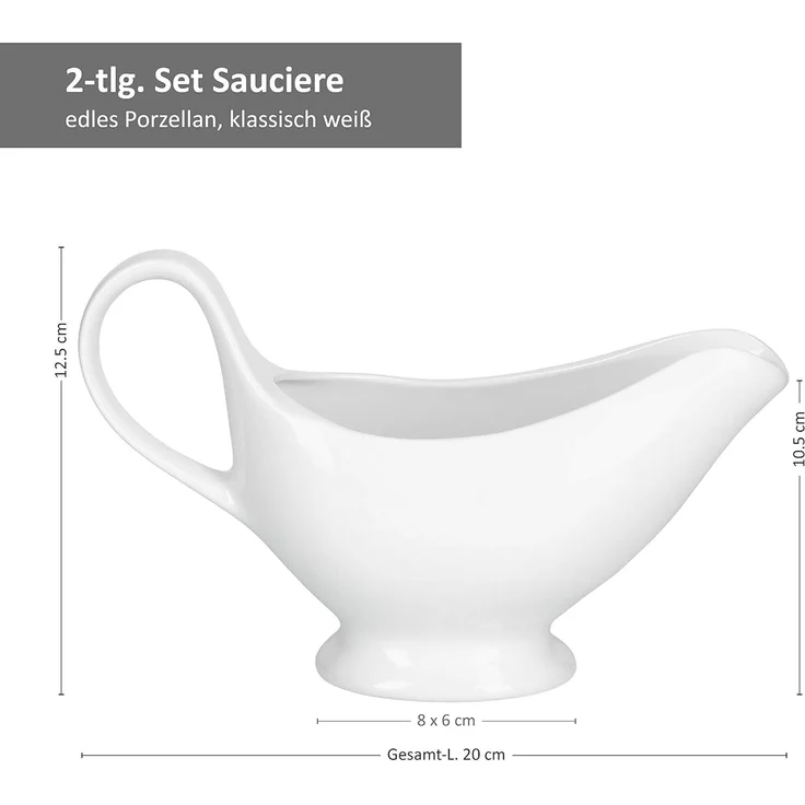 MamboCat Sauciere 2er Set Sauciere 20x7.5x12.5 cm weiß - 24302865, Porzellan – Bild 6