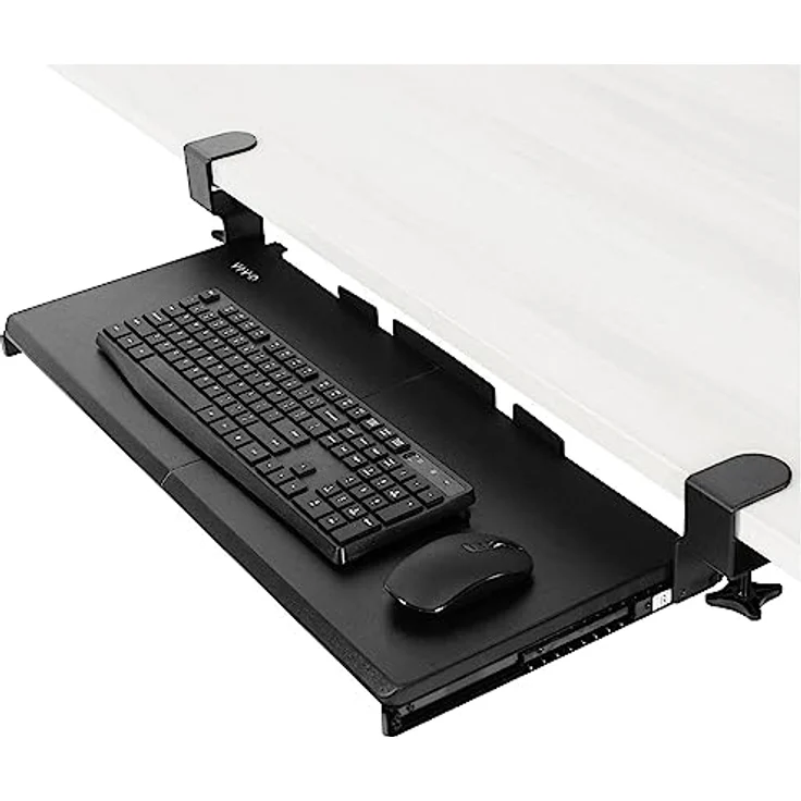 VIVO Große Klemmbare Computer Tastatur- und Mausablage zur Montage unter dem Schreibtisch, 69x28 cm Ausziehbare Plattform Schublade, Schwarz, MOUNT-KB05E – Bild 2