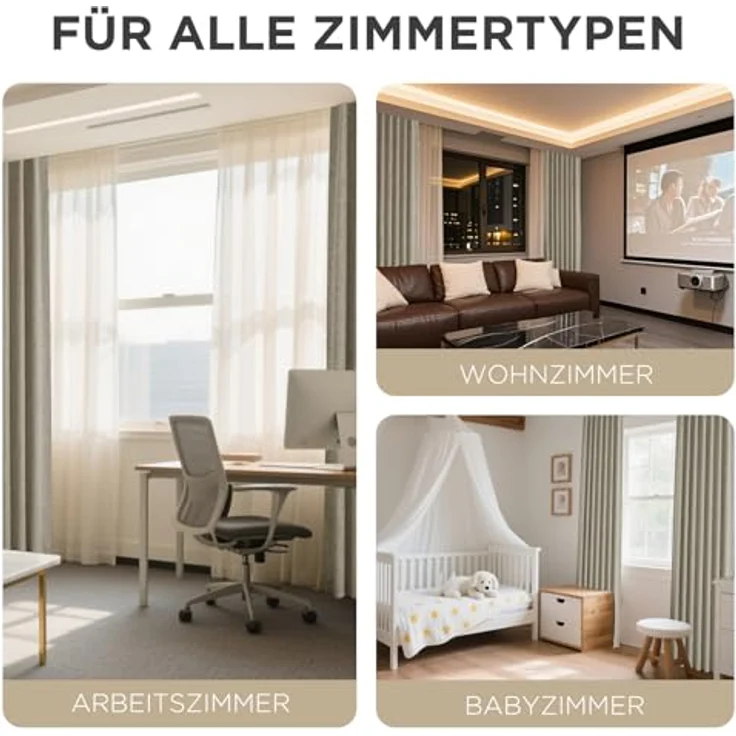 Joydeco 100% Blickdichte Vorhänge mit Schlaufen Verdeckten Leinenoptik, Verdunkelungsvorhang Stangendurchzug Gardinen Thermovorhang Leinen Hitzeschutz für Wohnzimmer – Bild 6