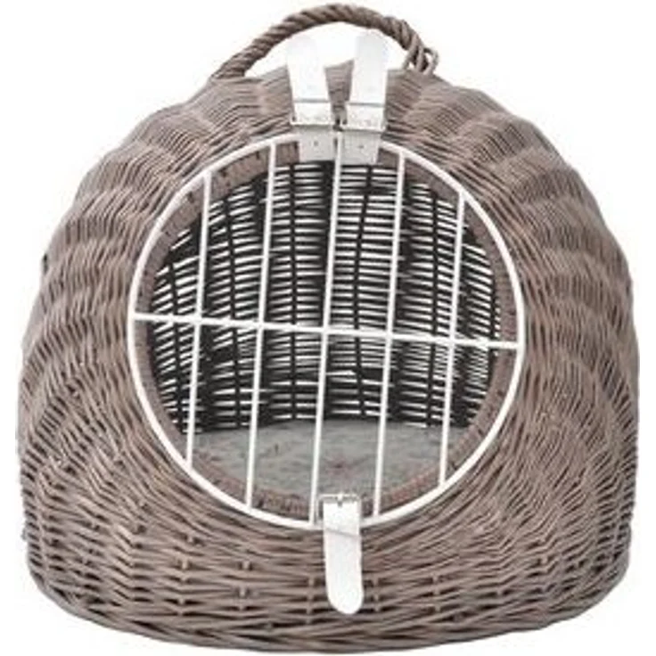 Aumüller Tierreisekorb Katzenhöhle/Transportkorb aus Vollweide, Vintage Grau/Braun inkl. L... – Bild 6