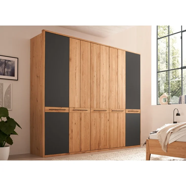 Kleiderschrank 5-trg. 256cm 'Ancona' Wildeiche teilmassiv geölt – Bild 3