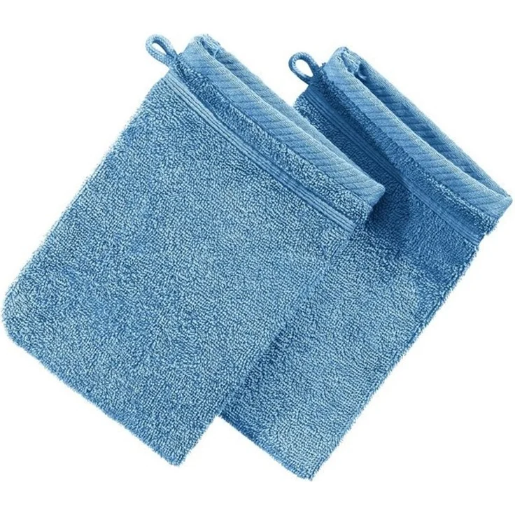 Erwin Müller Waschhandschuh Waschhandschuh "Heidelberg" 2er-Pack, Frottier (2-St), Walk-Frottier Uni, Hellblau – Bild 4