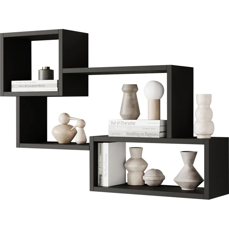 Wandregal Trio 005, Farbe: Schwarzer Graphit