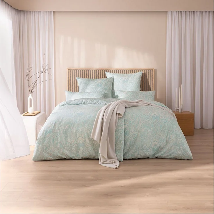 Estella Bettwäsche Estella Mako-Satin Bettwäsche 135x200 Judith elfenbein mint Paisley, Mako-Satin, 2 teilig, für Sommer und Winter – Bild 5