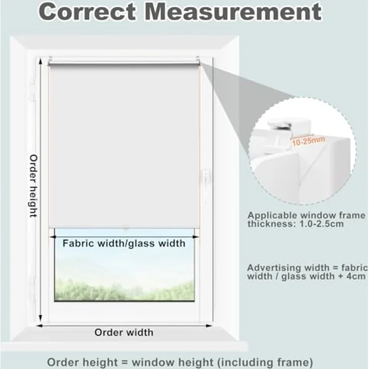 WOLTU Verdunkelungsrollo ohne Bohren, Klemmfix Thermorollo innen, Sicht- & Sonnenschutz Rollo, Schnurlos, Klemmrollo für Fenster & Türen, 70x150 cm, Weiß – Bild 7