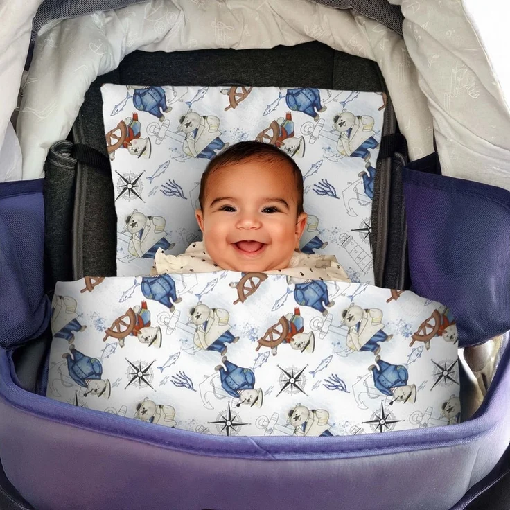 Amilian Babybettwäsche Kinderwagenset - 2tlg. Kinderbettwäsche - 80x80cm + 35x40cm, 100% Baumwolle, 2 teilig, Bettwäscheset für Kinderwagen, Wiege, Babybett - Baby Bettwäsche – Bild 2