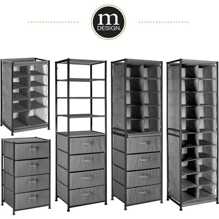 Schuhregal 10 Fächer Stoffregal Metallrahmen Schuhschrank anthrazit 78cm mdesign – Bild 6