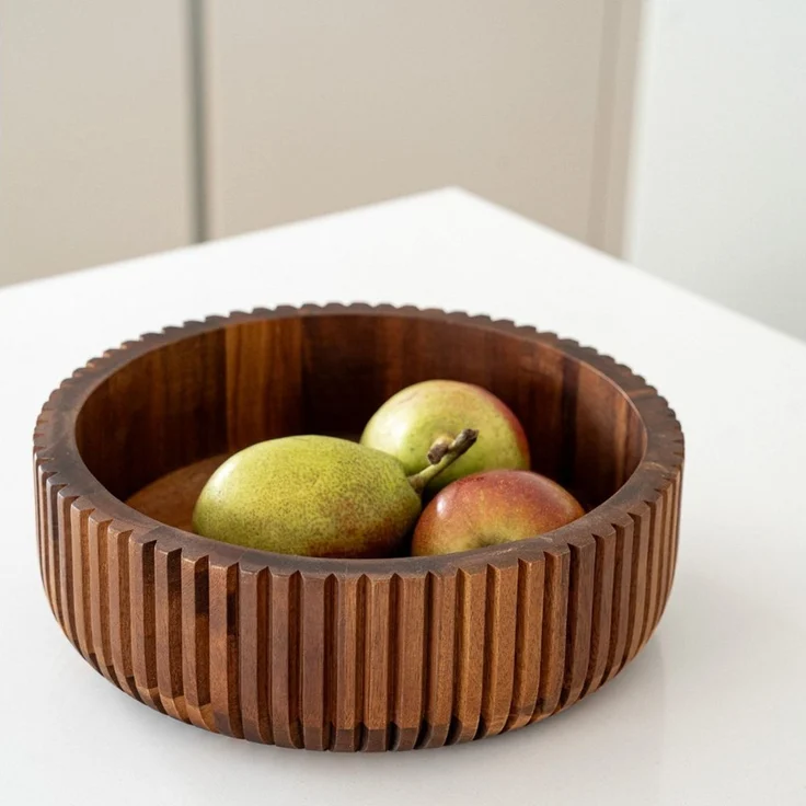 Zoha Servierschale Stripe Schüssel - Handgefertigte Akazienholz Schale für Dips, Snacks, (1-tlg), Handgefertigtes Akazienholz – Bild 2