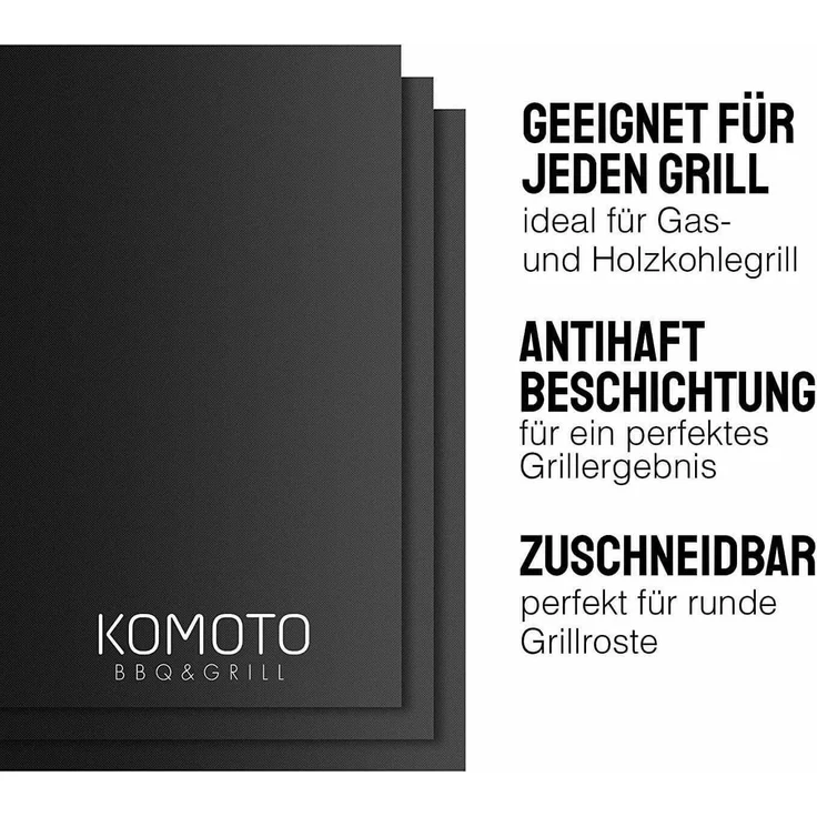 KOMOTO Grillplatte BBQ Grillmatte (3-St), Extra Dick - Ideal für Gasgrill und Holzkohle – Bild 3