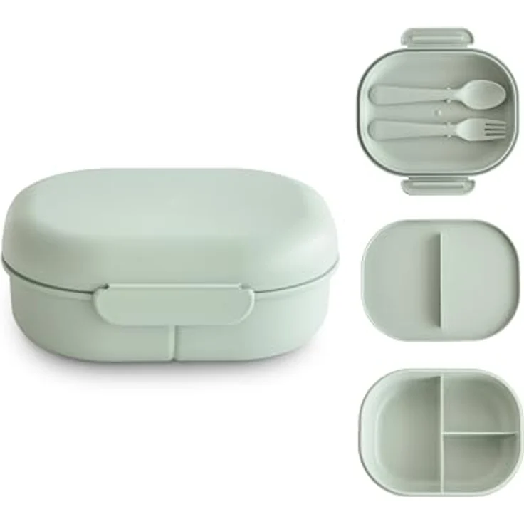 Mushie - Lunchbox Inkl. Besteck - Sage Grün – Bild 2