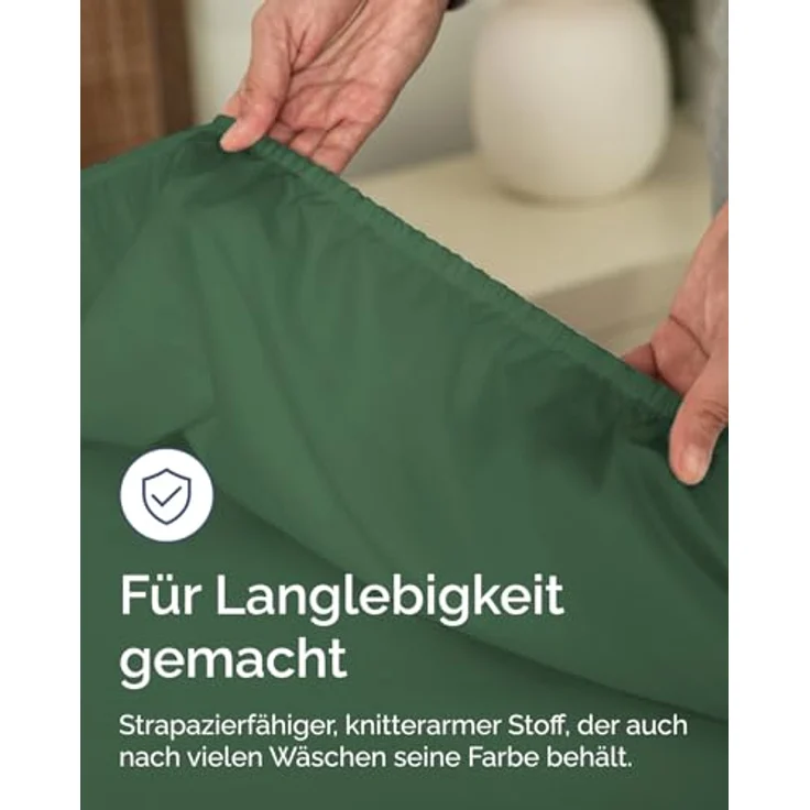 Spannbettlaken 90x200 cm Smaragdgrün - 30cm (12") Tiefe Tasche - Premium Mikrofaser Spannbetttuch - Weich und Knitterfrei - Atmungsaktiv, Hypoallergen und Oeko-TEX Standard 100 Zertifiziert – Bild 6