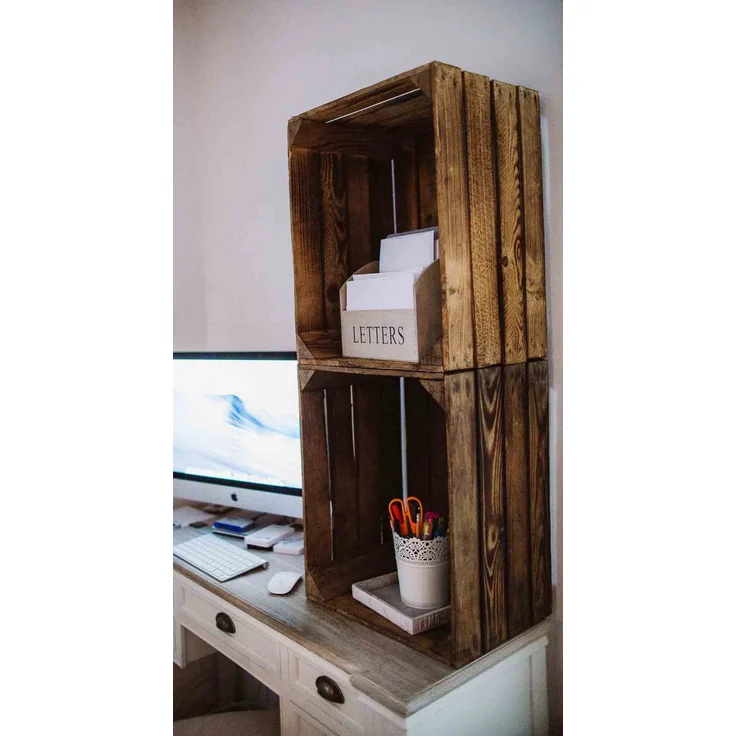 Holzkisten 2er Set Vintage Geflammt 50 x 40 x 30cm – Bild 10