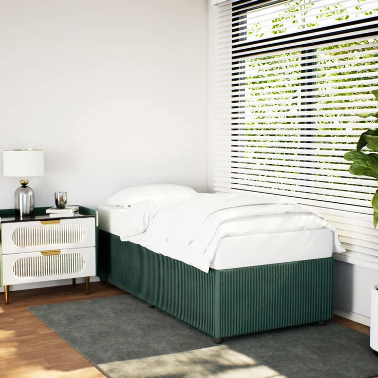 vidaXL Bettgestell ohne Matratze Dunkelgrün 100x200 cm Samt 3284991 – Bild 1