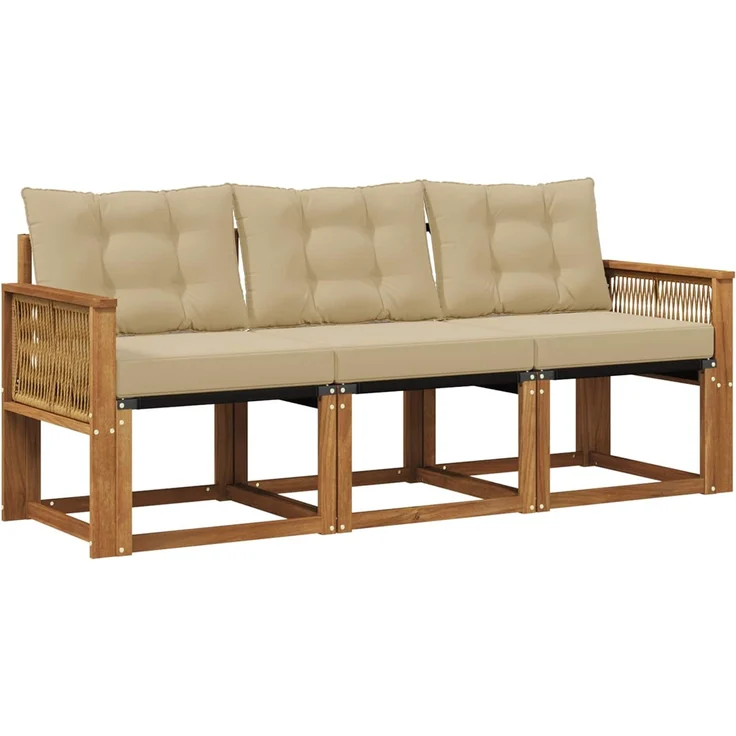 vidaXL Outdoor-Sofagarnitur 3 stk. 3-Sitzer Natur und Beige 3381749 – Bild 2