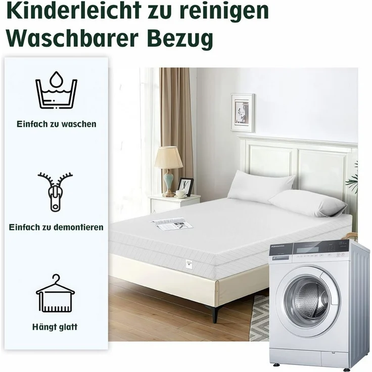 Komfortschaummatratze kaltschaummatratze, 20 cm extra dicker Schaumstoff, H3 Weiß, PFCTART, 20 cm hoch, (Set, Kaltschaummatratze 140x200 für Rücken & Seitenschläfer, Öko Tex), Kühlend atmungsaktiv, 7 Zonen ergonomisch, Bezug waschbar bis 60°C – Bild 4
