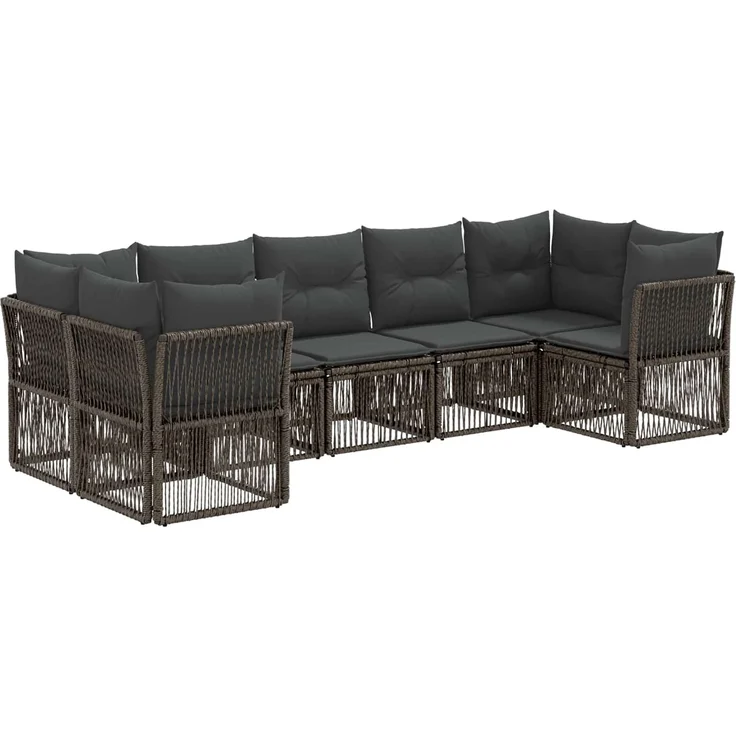 vidaXL Gartensofa-set 7 stk. 7-Sitzanzahl Grau Poly-Rattan 3434336 – Bild 2