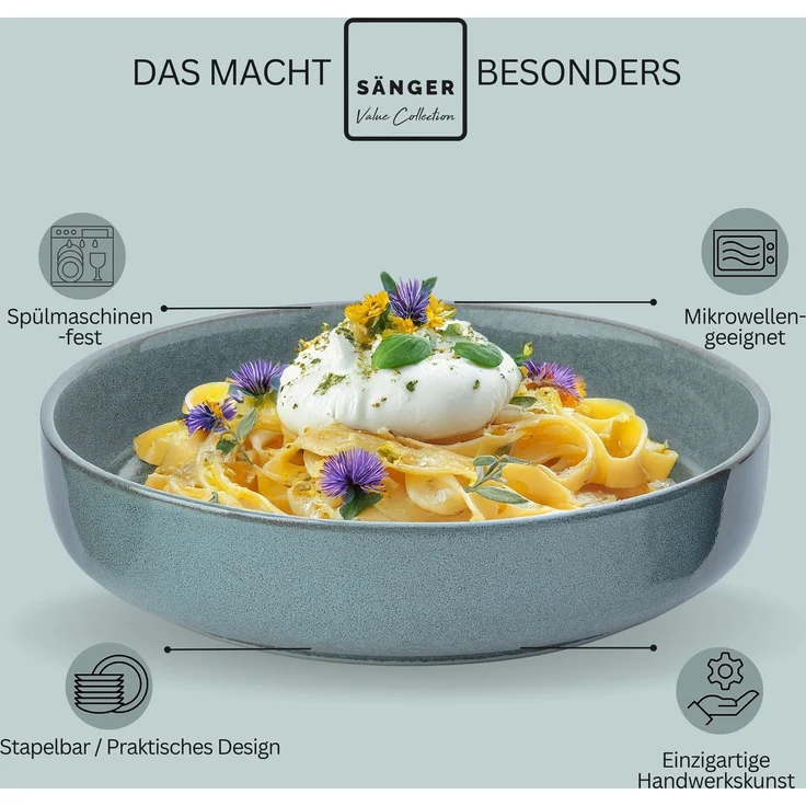 SÄNGER Steingut Pastaschalen Kairo Ocean 6 teilig – Bild 4