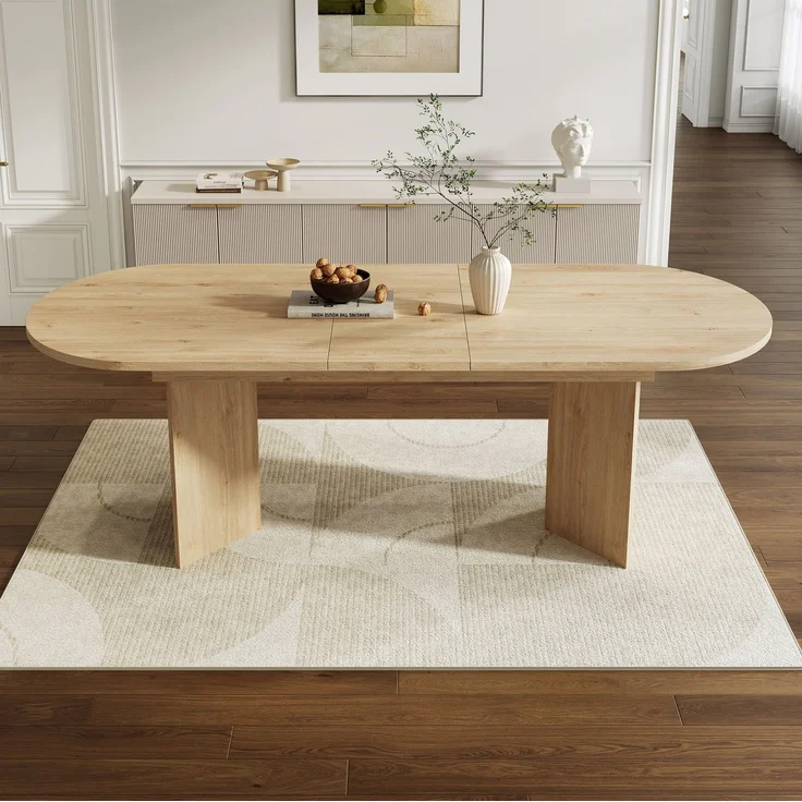 Esstisch ausziehbar 180cm×90cm×75cm in Eiche-Optik – moderner MDF-Esstisch mit abgerundeten Ecken – Bild 2