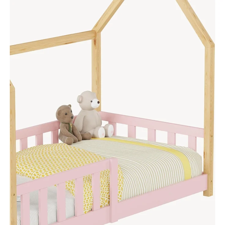 Hausbett Hesel mit Rausfallschutz 80x160 cm Rosa/Natur [en. casa] – Bild 8