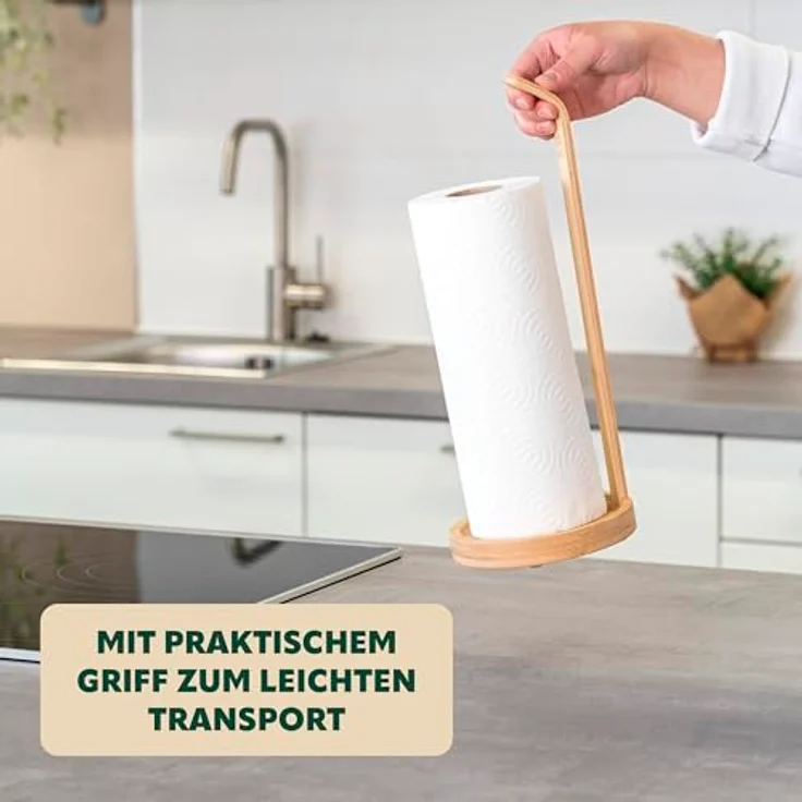 Küchenrollenhalter aus Bambus mit Schutzpads am Boden – Bild 6