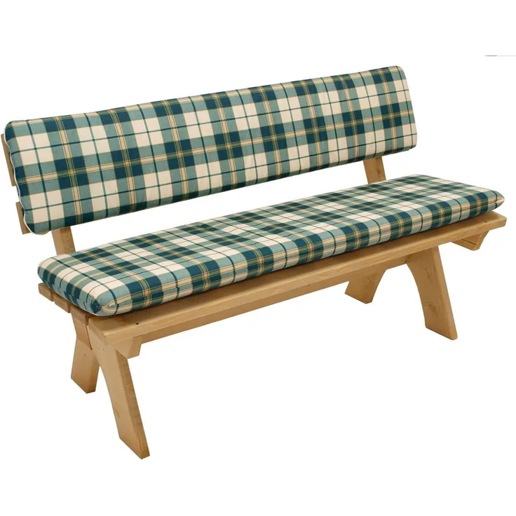 Auflagenset BOSTON für Bank 3-sitzer, grün/beige kariert, 2-teilig