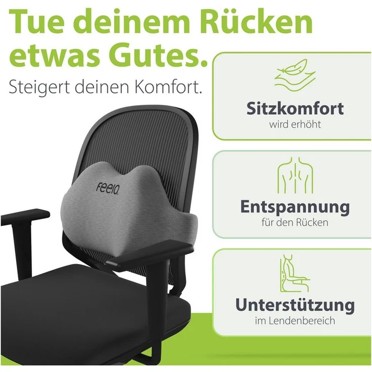 feela Rückenkissen Ergonomisches Rückenkissen – stützt Rücken & verbessert Haltung, Für Büro, Homeoffice & Zuhause – entspanntes Sitzen mit Komfort – Bild 2