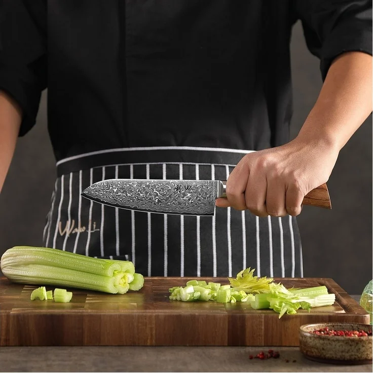 Wakoli Santokumesser EDIB Pro Damast Santoku Messer I 16cm Klinge I Pakkaholzgriff, 67 Lagen Damaststahl, VG-10 Stahlkern – Bild 2