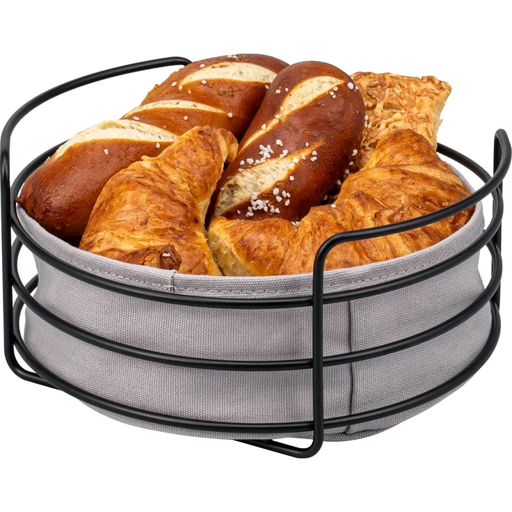 eluno runder Brotkorb - Obstkorb, mit abnehmbarem waschbarem Bezug, Metall, schwarz ca. 24,5 x 11 cm (Ø/H) – Bild 1