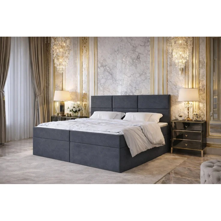 KRISAN MÖBEL Kontinentalbett DREAM2 Dunkelgrau mit 2 Bettkasten und ergonomischem Topper, Bonell-Federkern Matratze, 200 x 200 cm – Bild 5