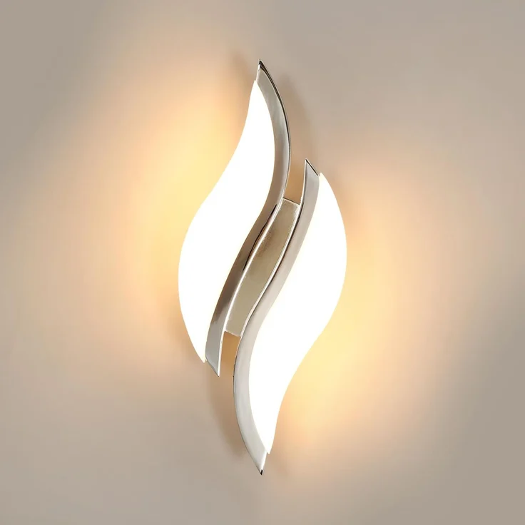 Goeco LED Wandleuchten Innen, 12W Modern Wandlampe aus Acryl Warmes Licht 3000K, Kreative Blattförmige Deckenbeleuchtung für Flur Treppenhaus Wohnzimmer Schlafzimmer, Chrom