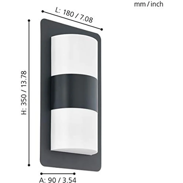 Eglo 98086 LED Outdoor Wandleuchte CISTIERNA anthrazit weiß L:18cm H:35cm T:9cm IP44 – Bild 6