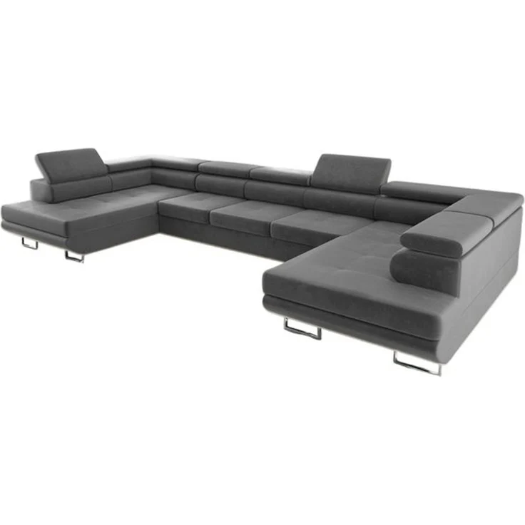 thematys Ecksofa Aston U 403 x 203 cm, mit Schlaffunktion, mit Bettkasten, mit verstellbaren Kopfstützen, Grau (Monolith 85), Ausrichtung 390 cm|350 cm – Bild 6