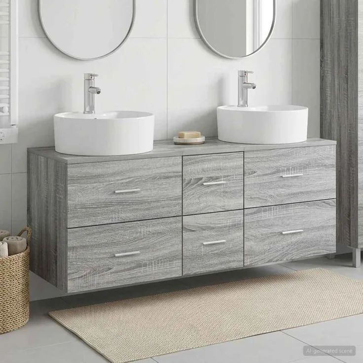 vidaXL Badezimmerschrank-Set 3 stk. Grau Sonoma 129 x 44,5 x 82 cm 3405888