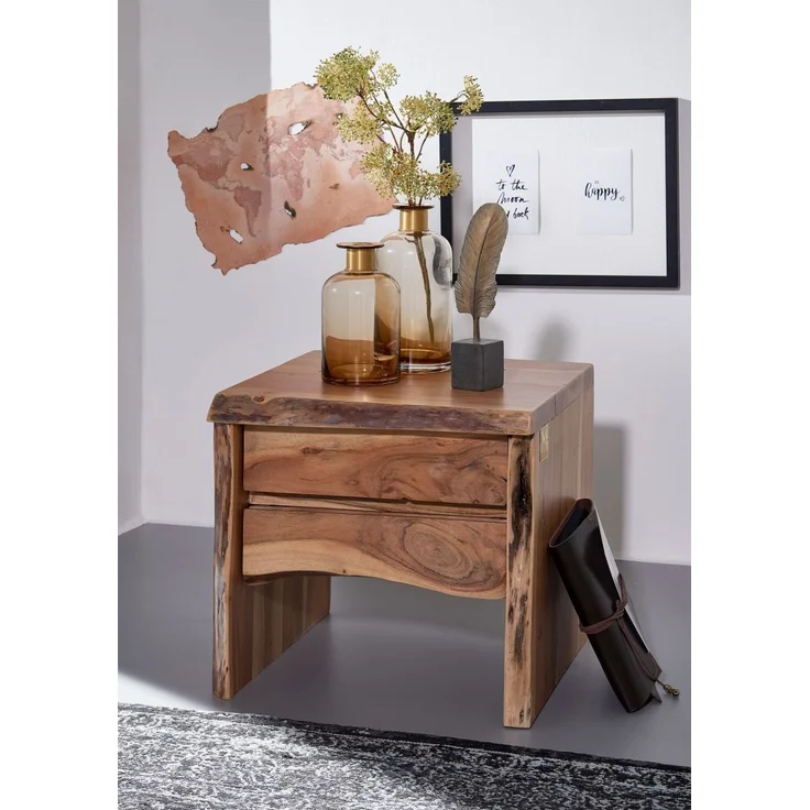 Nachttisch Akazie 45x40x45 natur lackiert PURE ACACIA #311 – Bild 6