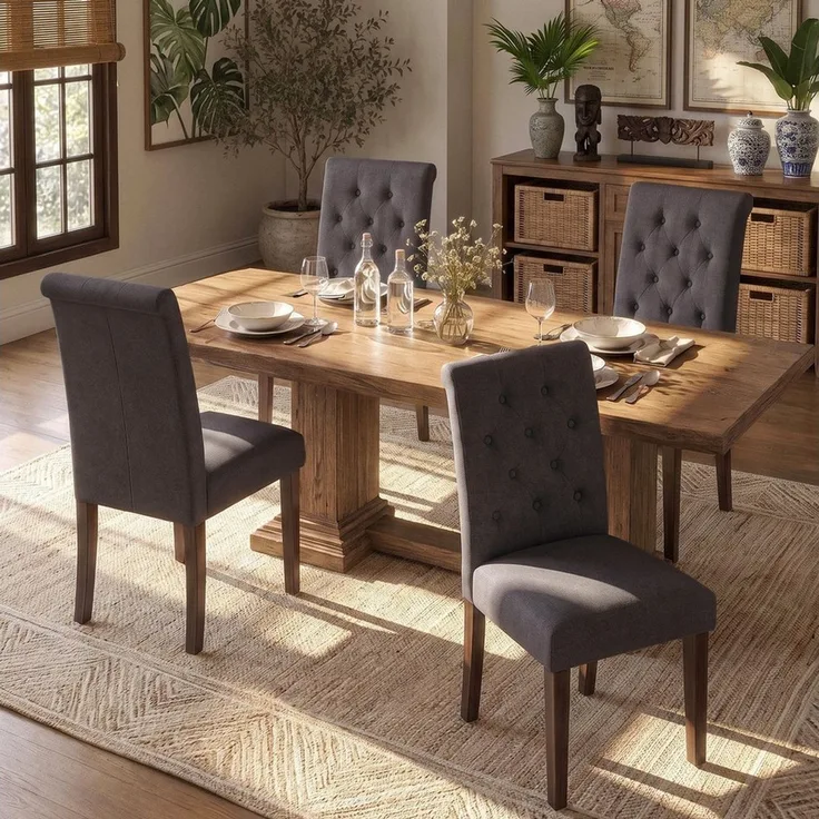 TLGREEN Esszimmerstuhl 1/2/4er Set,Küchenstuhl,Polsterstühle mit hoher Rückenlehne, (Chesterfield Stil mit Massivholzbeinen, 4 St), Weiche Gepolsterte Sitzfläche,für Esszimmer und Küche