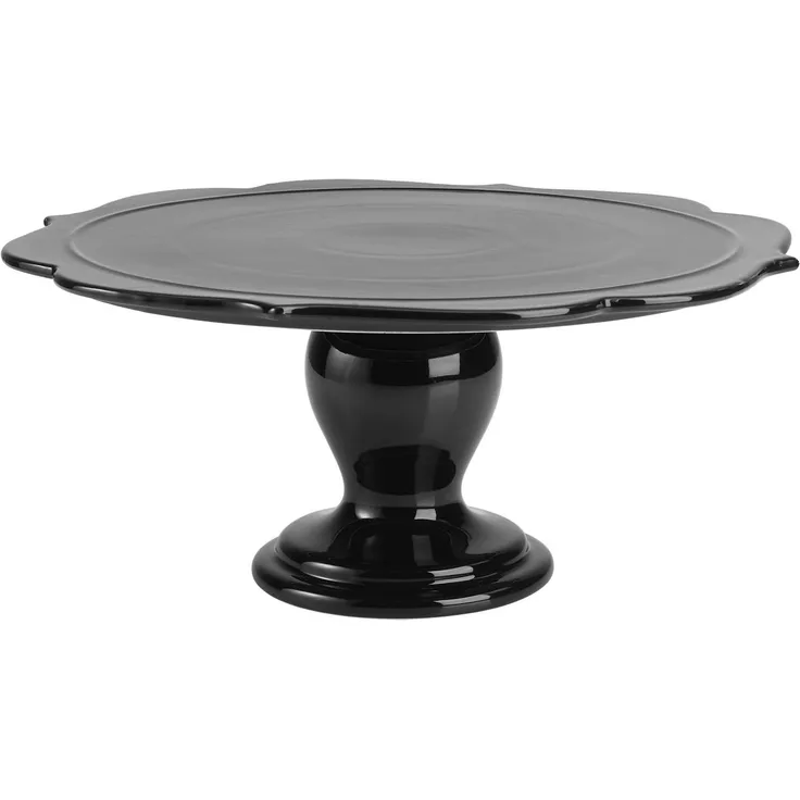 Birkmann Tortenplatte Avantgarde, Kuchenplatte, Platte, Keramik, Schwarz Glänzend, Ø 34 cm, 443617