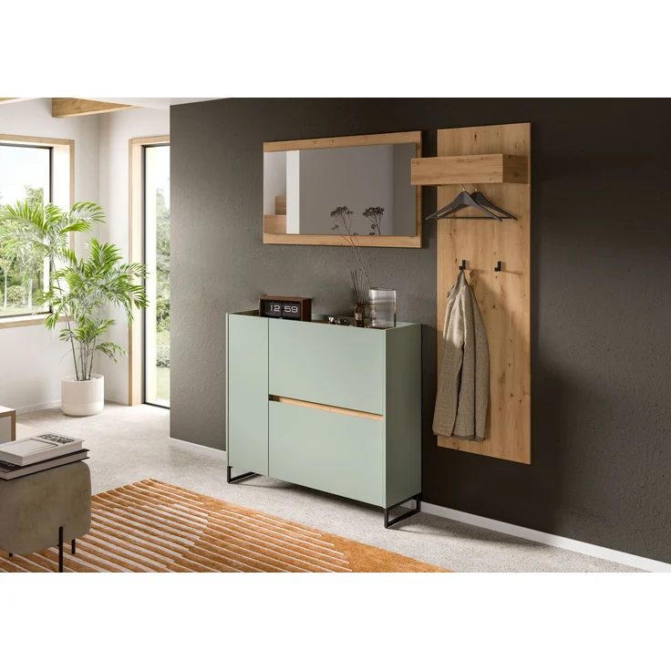 Garderobenkombination B/H/T: 192x175x32 cm in Salbei Nachbildung und Artisan Oak Nachbildung – Bild 5