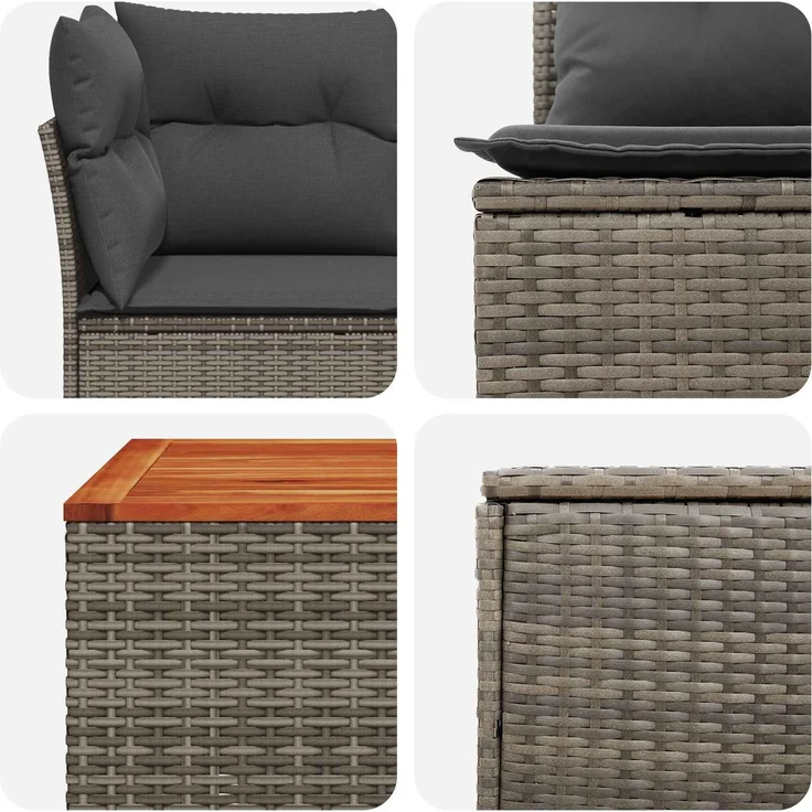 vidaXL Sofa Set 8 stk. Grau und Dunkelgrau Polyrattan und Stahl 3448280 – Bild 8