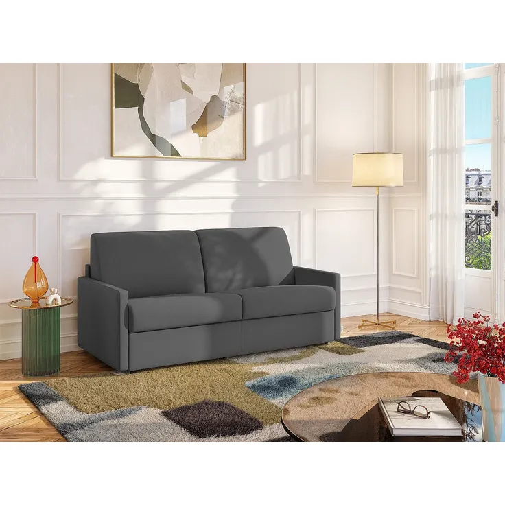Schlafsofa 4-Sitzer CALIFE - Stoff - Grau - Liegefläche: 160 cm - Matratzenhöhe: 18 cm