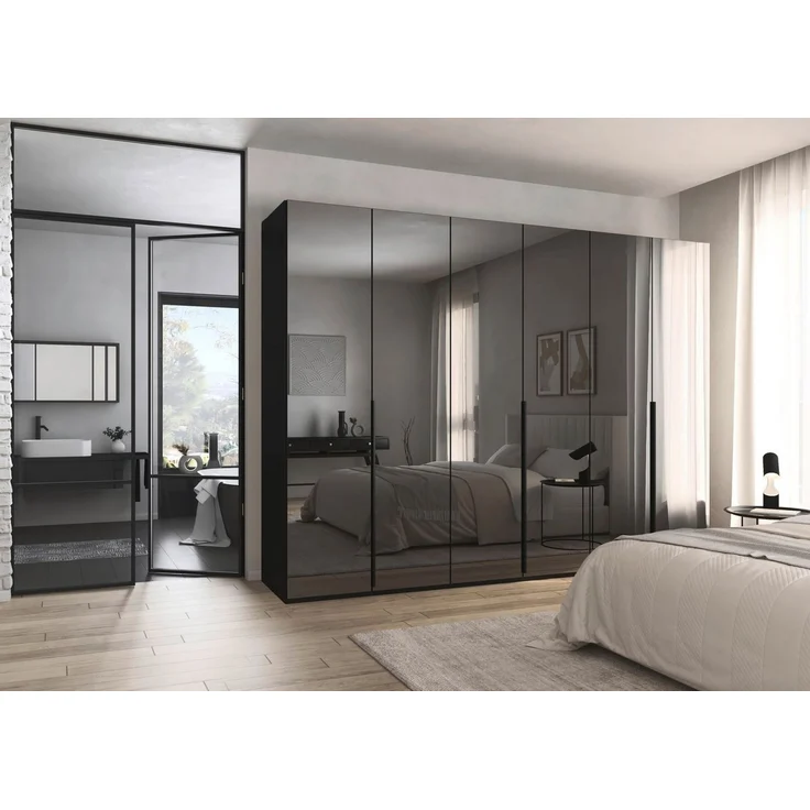 rauch Kleiderschrank Drehtürenschrank Schrank Garderobe Wäscheschrank BESTSELLER MONTCLAR (3 Ausstattungen BASIC/CLASSIC/PREMIUM (SOFT-CLOSE), Breiten 201-400 cm) Front in Glas/Hochglanz/Dekor/Grauspiegel in 5 Breiten MADE IN GERMANY – Bild 2