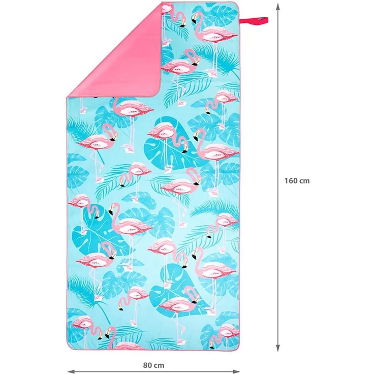 NILS Mikrofaserhandtuch Flamingos 160 × 80 cm für Strand Schwimmbad Sport – Bild 5